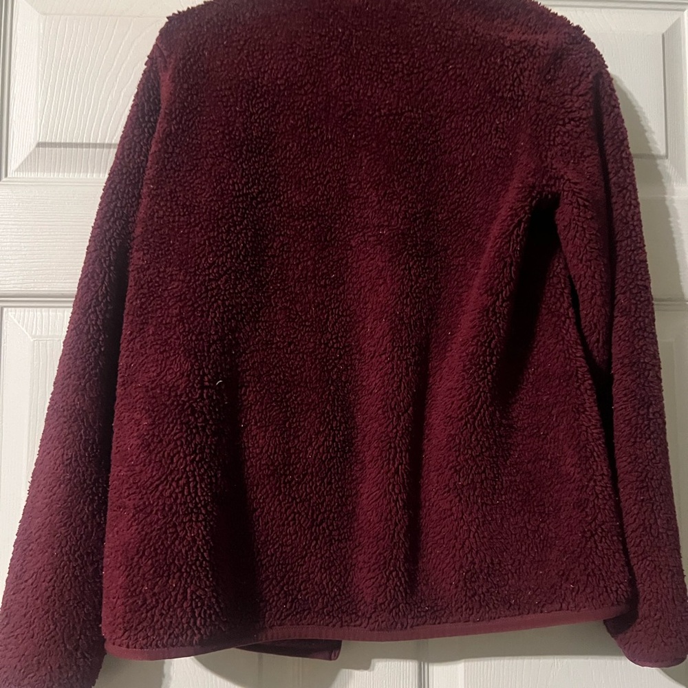 Uniqlo Women's Deep Red Fleece Bomber Jacket - Picture 2 of 3